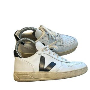 Veja V-10 Women Size 6 White Black Leather Casual Training Athletic Shoes